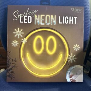 Yellow Smiley Face‎ Neon LED Light Sign USB Powered Cute Wall Decor 12"